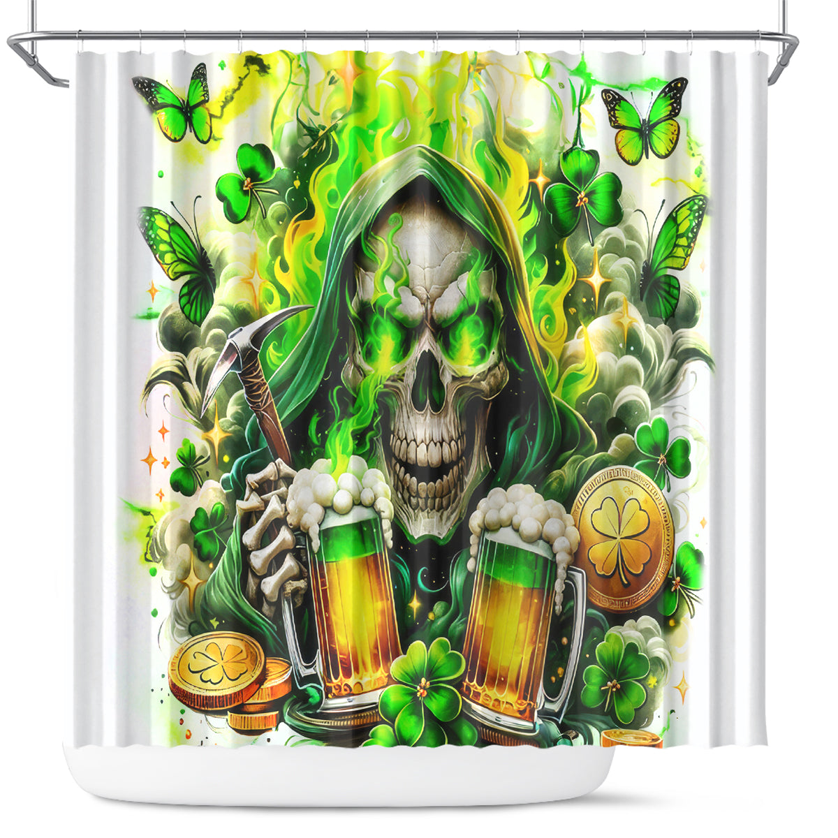Irish Skull Shower Curtain I Whisper Back Bring Beer