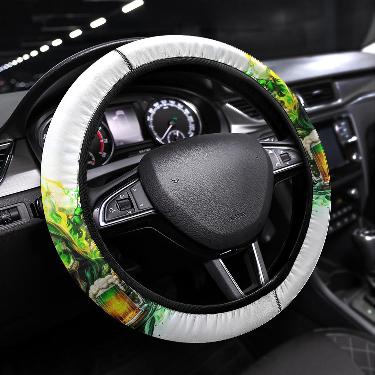 Irish Skull Steering Wheel Cover I Whisper Back Bring Beer - Wonder Print Shop
