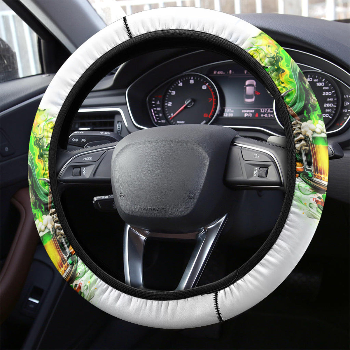 Irish Skull Steering Wheel Cover I Whisper Back Bring Beer - Wonder Print Shop
