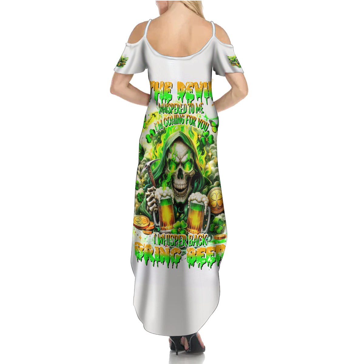 Irish Skull Summer Maxi Dress I Whisper Back Bring Beer - Wonder Print Shop