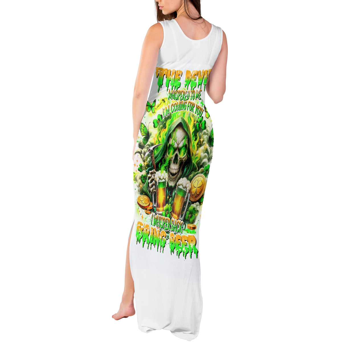 Irish Skull Tank Maxi Dress I Whisper Back Bring Beer - Wonder Print Shop