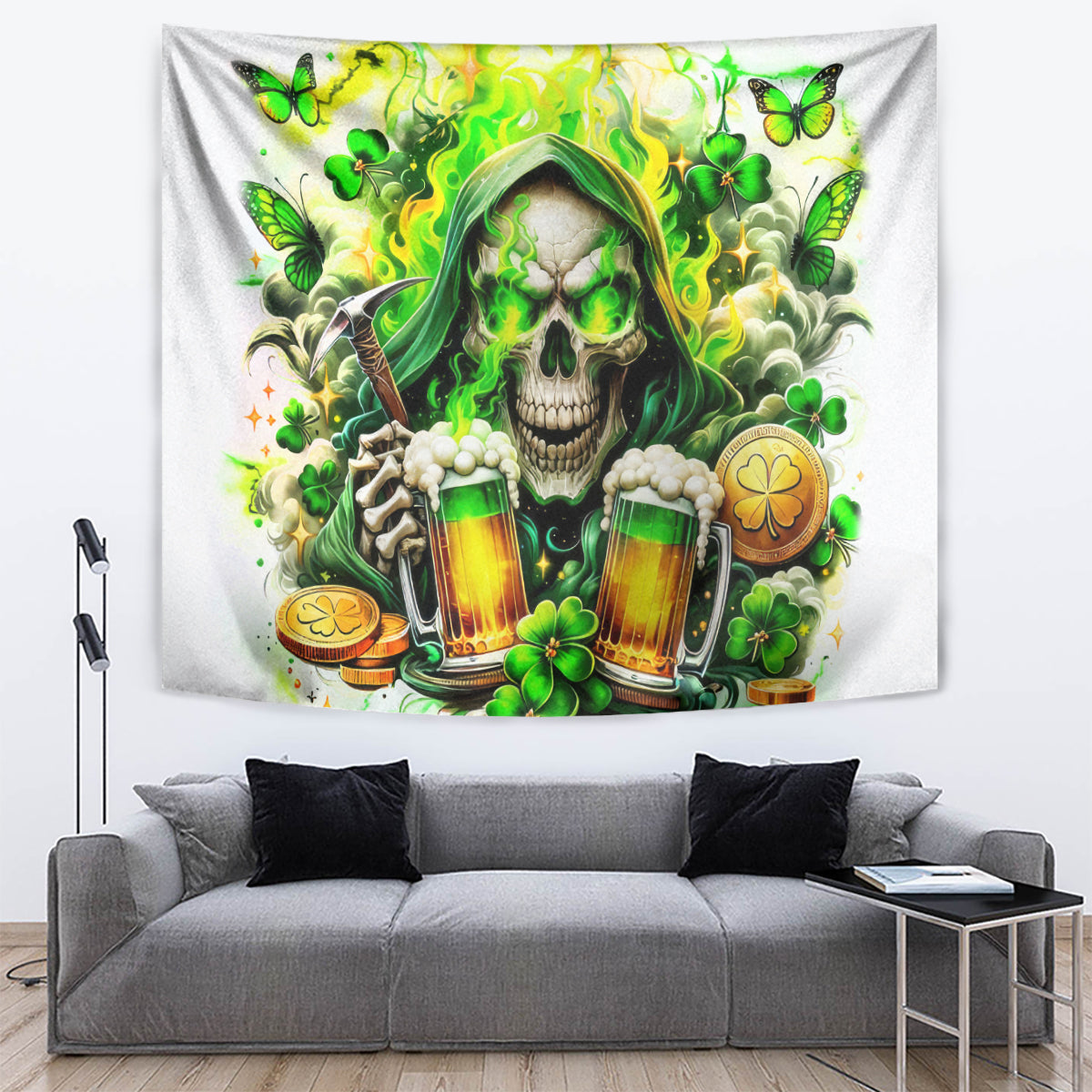 Irish Skull Tapestry I Whisper Back Bring Beer - Wonder Print Shop