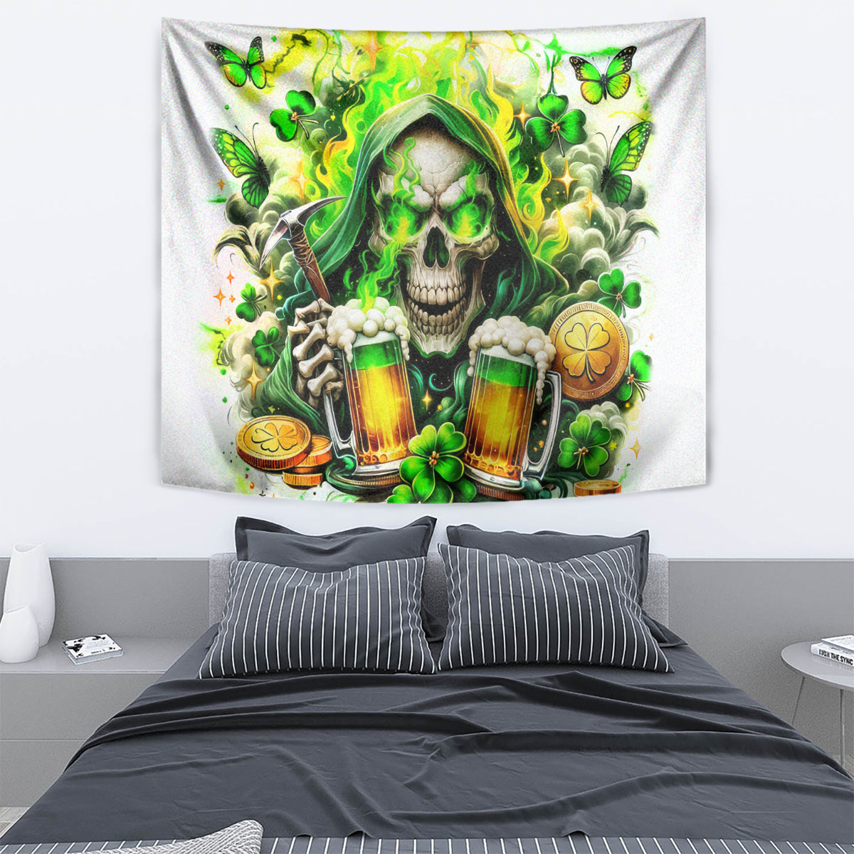 Irish Skull Tapestry I Whisper Back Bring Beer - Wonder Print Shop