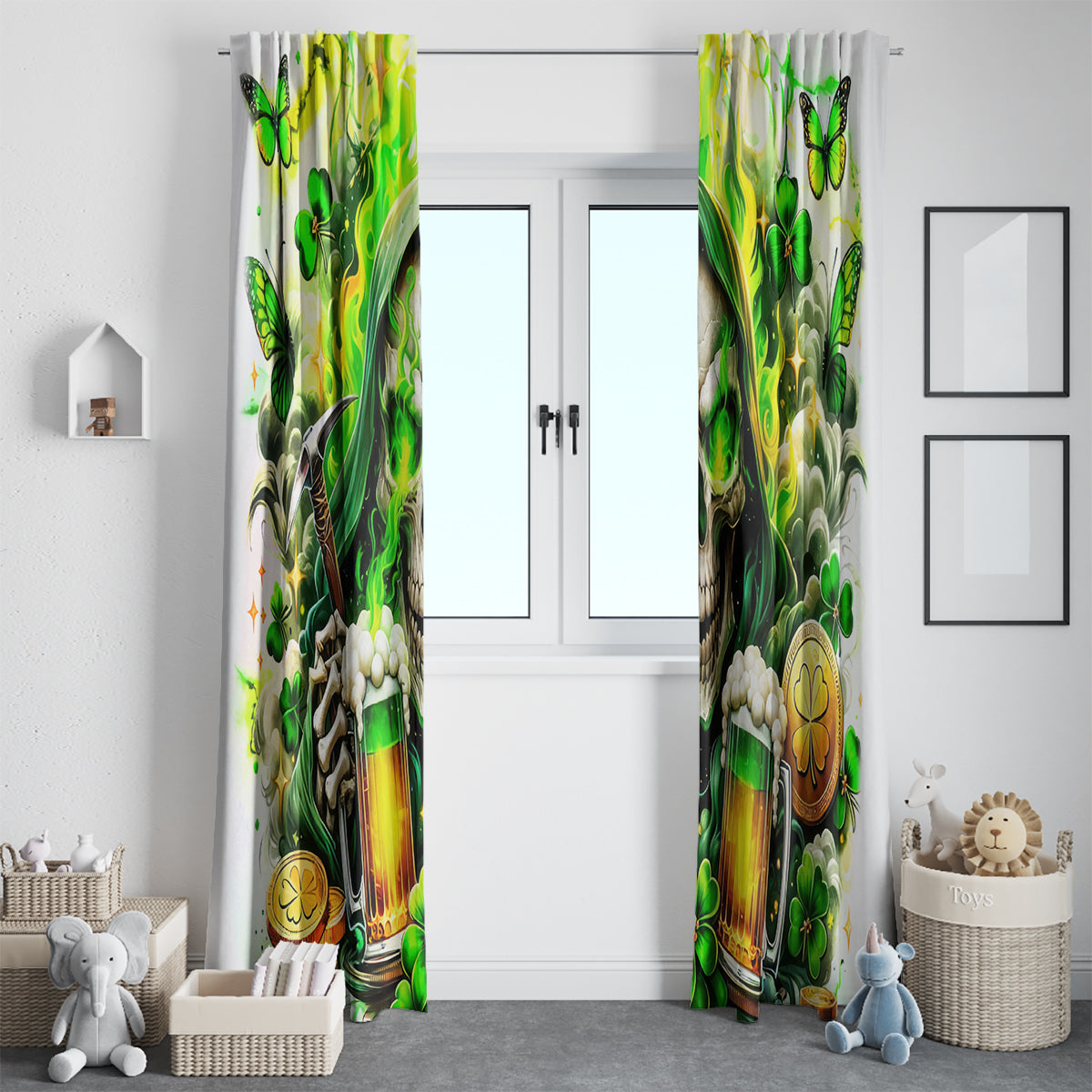 Irish Skull Window Curtain I Whisper Back Bring Beer - Wonder Print Shop