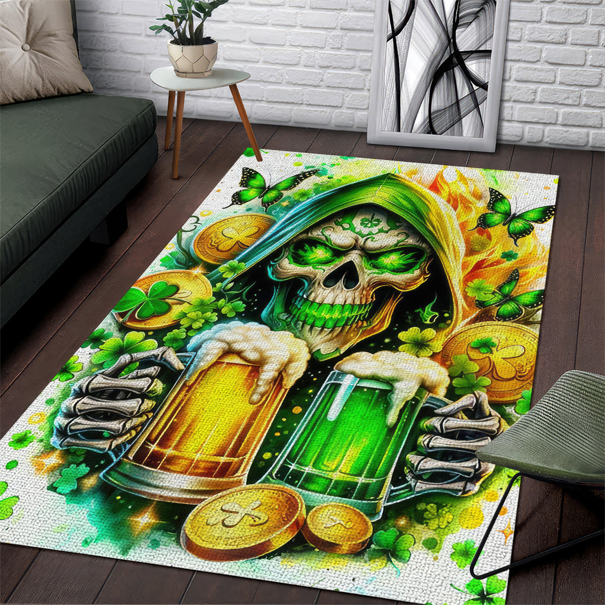 Irish Skull Area Rug To Wash Down Another Beer To Wash Down This Beer - Wonder Print Shop