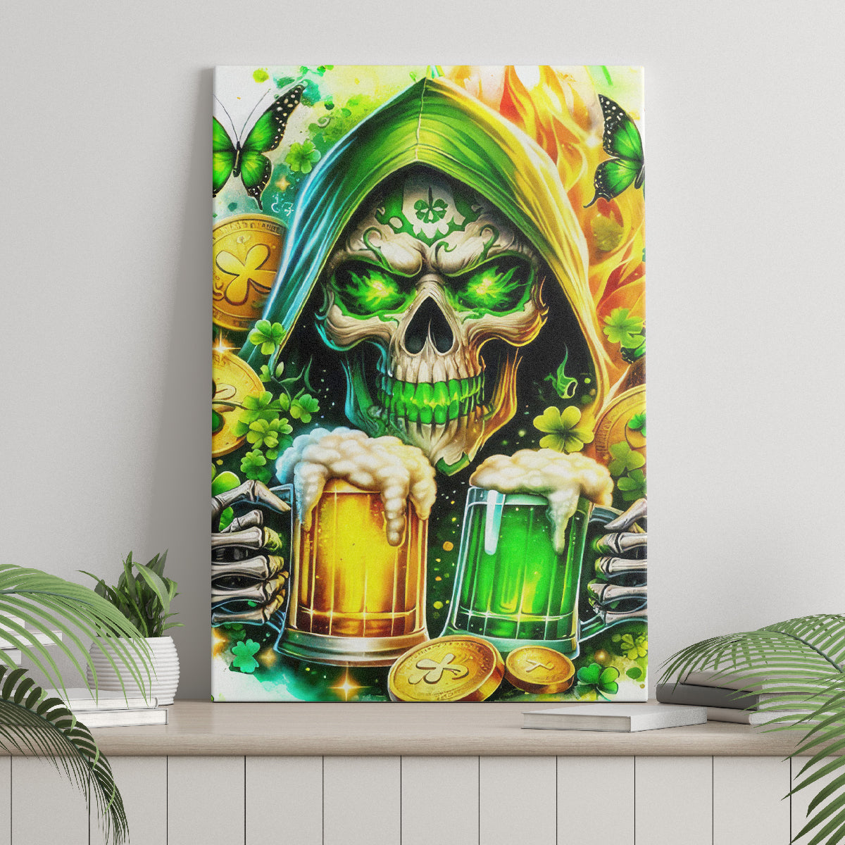 Irish Skull Canvas Wall Art To Wash Down Another Beer To Wash Down This Beer - Wonder Print Shop