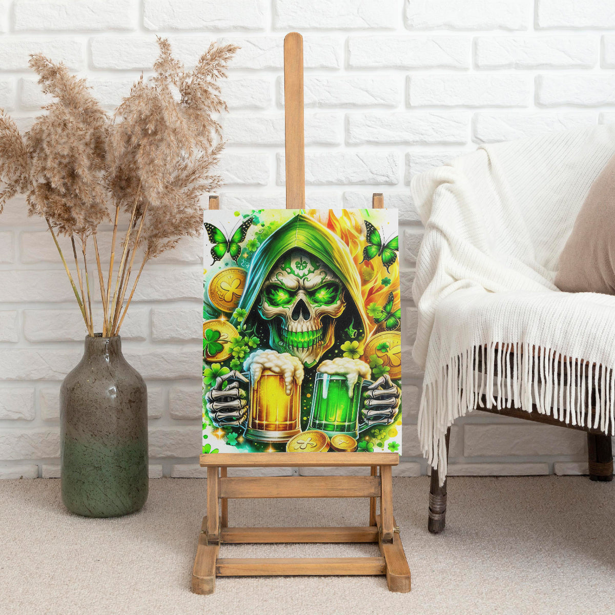 Irish Skull Canvas Wall Art To Wash Down Another Beer To Wash Down This Beer - Wonder Print Shop