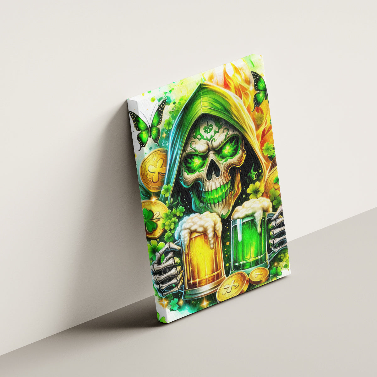 Irish Skull Canvas Wall Art To Wash Down Another Beer To Wash Down This Beer - Wonder Print Shop
