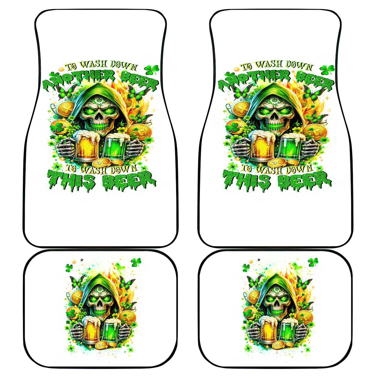 Irish Skull Car Mats To Wash Down Another Beer To Wash Down This Beer - Wonder Print Shop