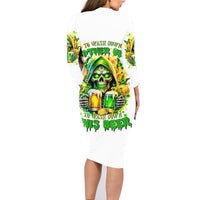 Irish Skull Family Matching Long Sleeve Bodycon Dress and Hawaiian Shirt To Wash Down Another Beer To Wash Down This Beer - Wonder Print Shop