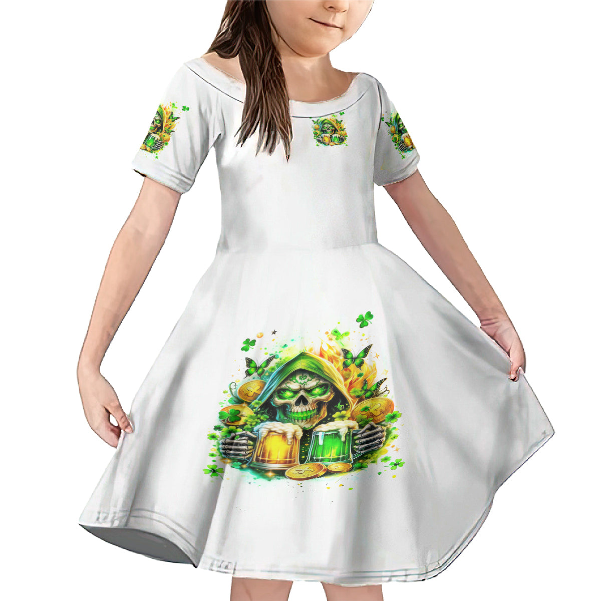 Irish Skull Family Matching Mermaid Dress and Hawaiian Shirt To Wash Down Another Beer To Wash Down This Beer - Wonder Print Shop