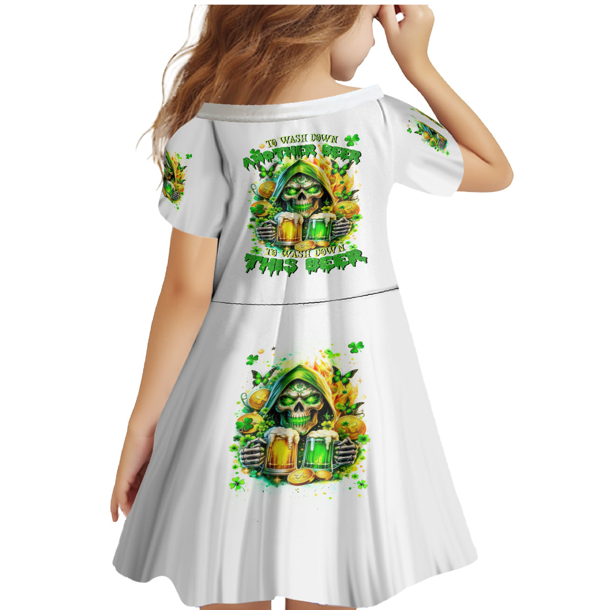 Irish Skull Family Matching Mermaid Dress and Hawaiian Shirt To Wash Down Another Beer To Wash Down This Beer - Wonder Print Shop