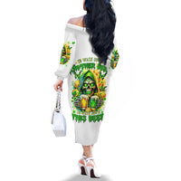 Irish Skull Family Matching Off Shoulder Long Sleeve Dress and Hawaiian Shirt To Wash Down Another Beer To Wash Down This Beer - Wonder Print Shop