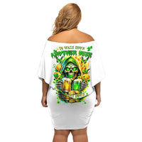 Irish Skull Family Matching Off Shoulder Short Dress and Hawaiian Shirt To Wash Down Another Beer To Wash Down This Beer - Wonder Print Shop