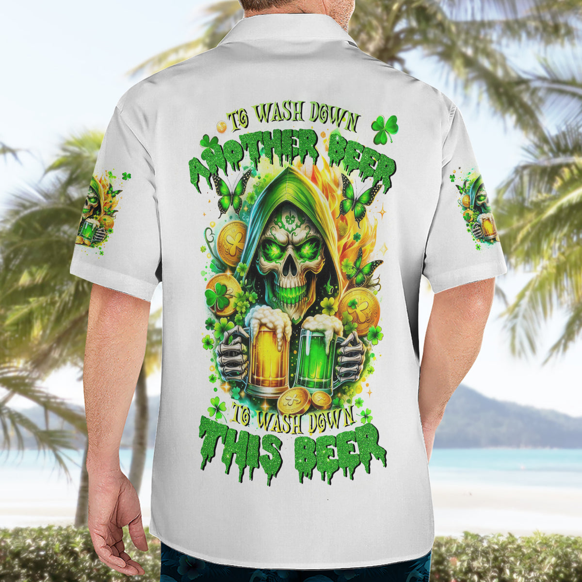 Irish Skull Hawaiian Shirt To Wash Down Another Beer To Wash Down This Beer - Wonder Print Shop