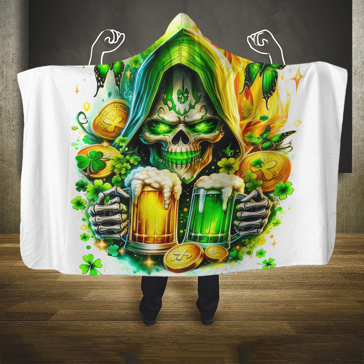 Irish Skull Hooded Blanket To Wash Down Another Beer To Wash Down This Beer