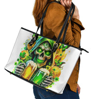 Irish Skull Leather Tote Bag To Wash Down Another Beer To Wash Down This Beer - Wonder Print Shop