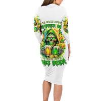 Irish Skull Long Sleeve Bodycon Dress To Wash Down Another Beer To Wash Down This Beer - Wonder Print Shop