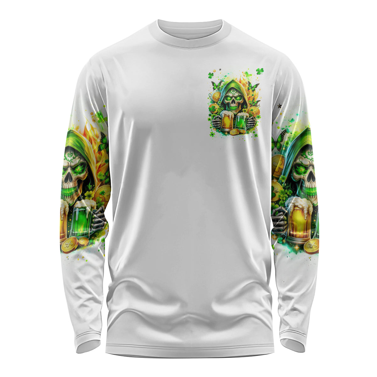 Irish Skull Long Sleeve Shirt To Wash Down Another Beer To Wash Down This Beer - Wonder Print Shop