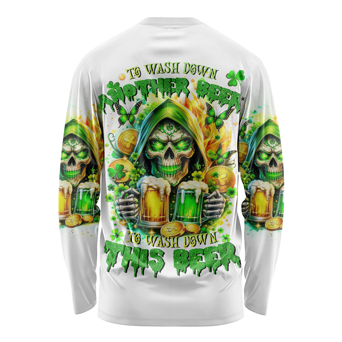 Irish Skull Long Sleeve Shirt To Wash Down Another Beer To Wash Down This Beer - Wonder Print Shop
