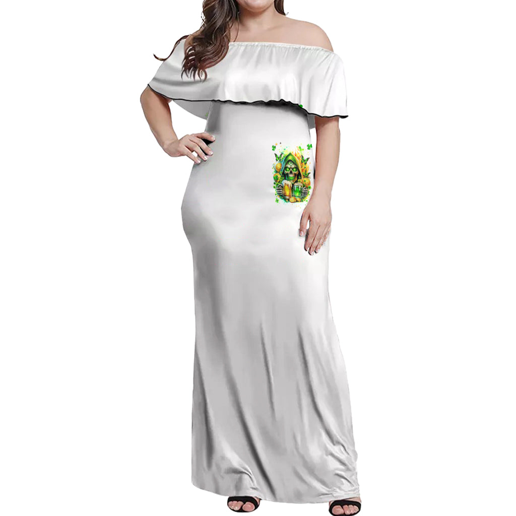 Irish Skull Off Shoulder Maxi Dress To Wash Down Another Beer To Wash Down This Beer - Wonder Print Shop