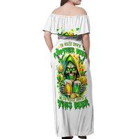 Irish Skull Off Shoulder Maxi Dress To Wash Down Another Beer To Wash Down This Beer - Wonder Print Shop