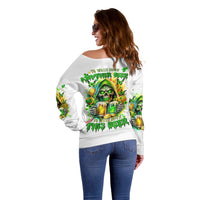 Irish Skull Off Shoulder Sweater To Wash Down Another Beer To Wash Down This Beer - Wonder Print Shop