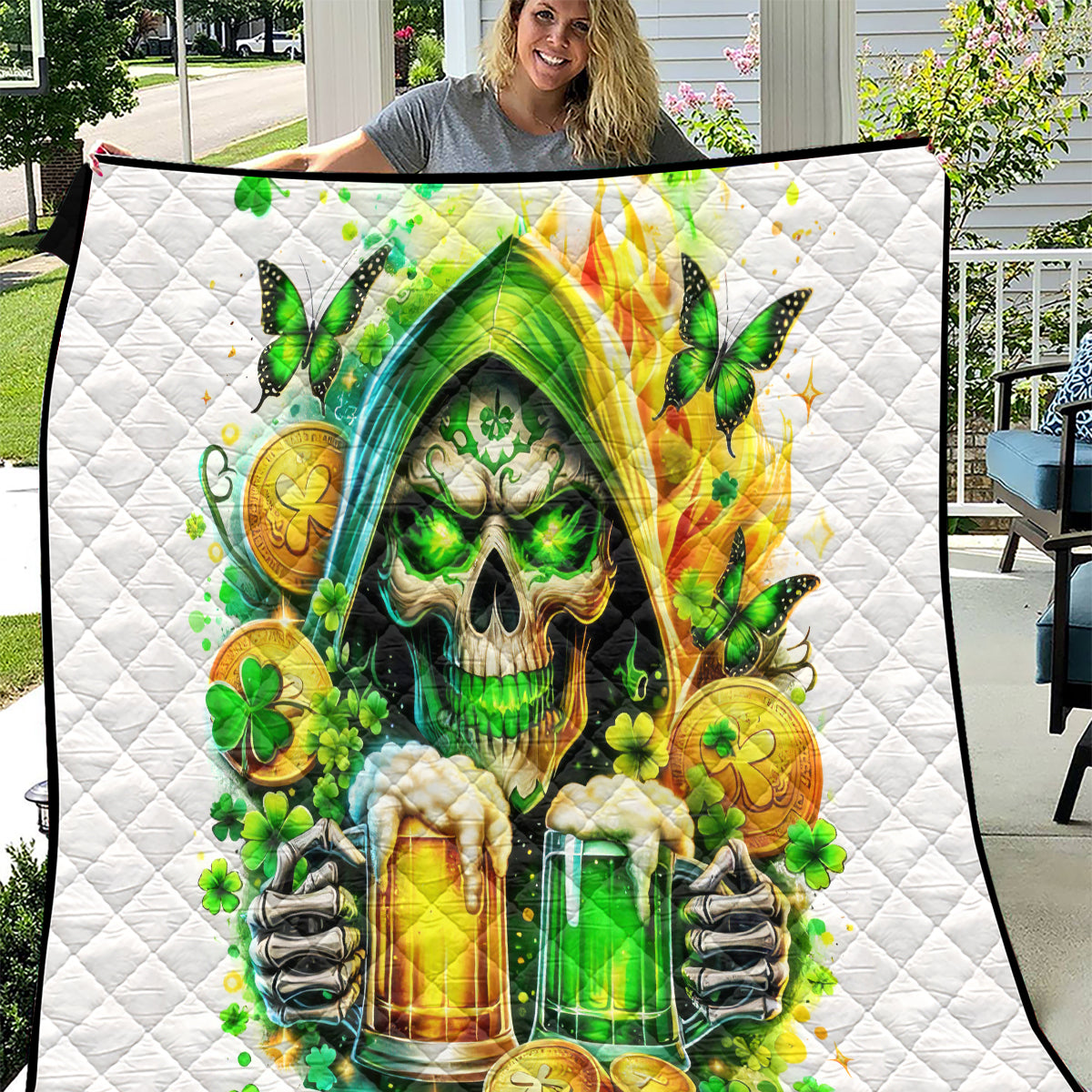 Irish Skull Quilt To Wash Down Another Beer To Wash Down This Beer - Wonder Print Shop