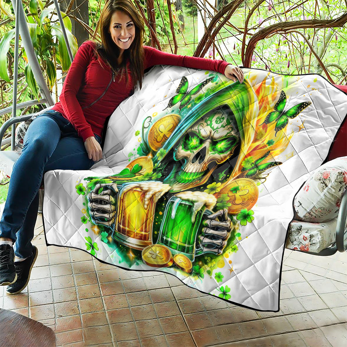 Irish Skull Quilt To Wash Down Another Beer To Wash Down This Beer - Wonder Print Shop