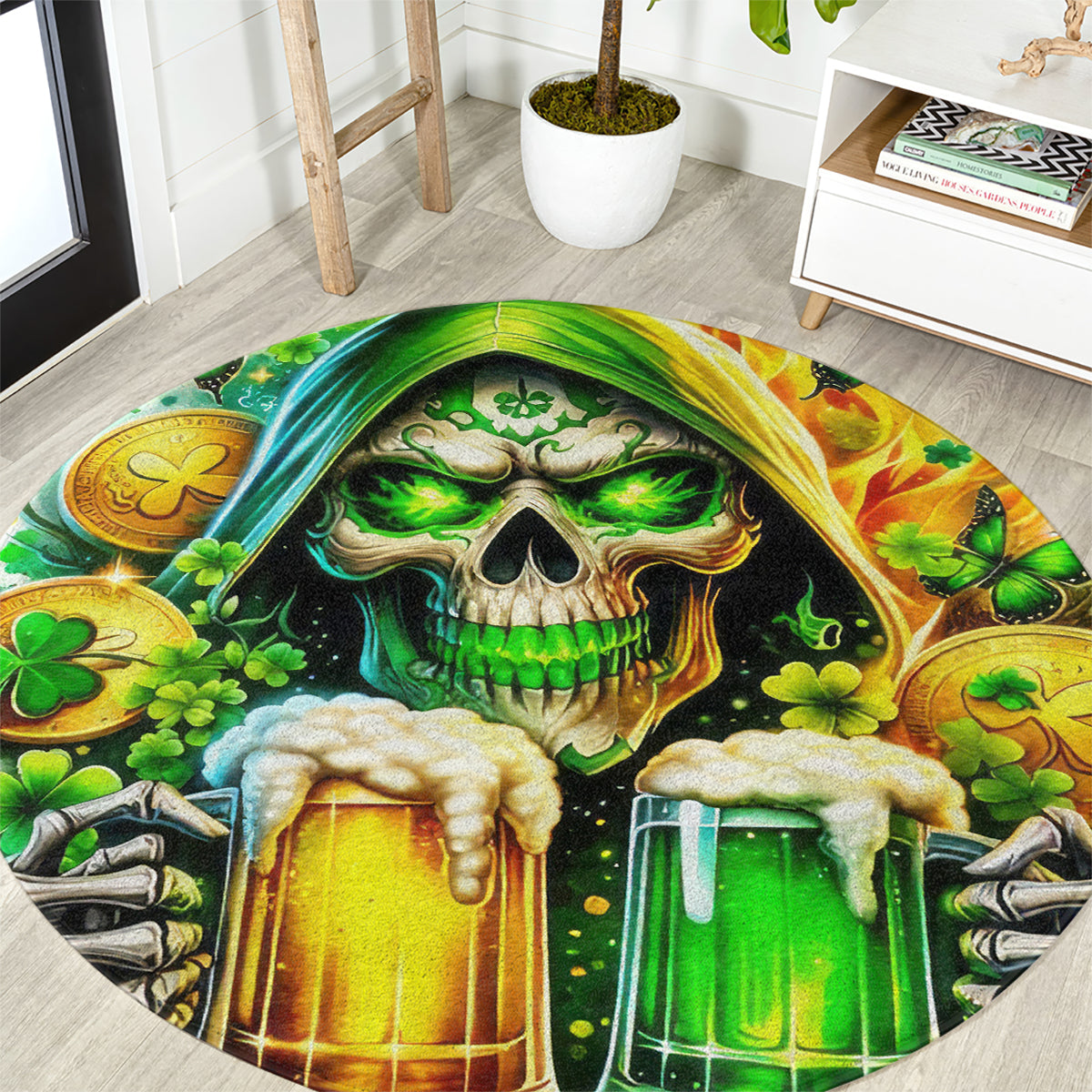 Irish Skull Round Carpet To Wash Down Another Beer To Wash Down This Beer