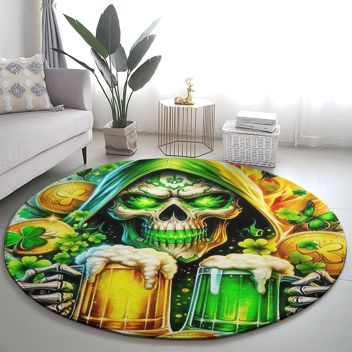 Irish Skull Round Carpet To Wash Down Another Beer To Wash Down This Beer