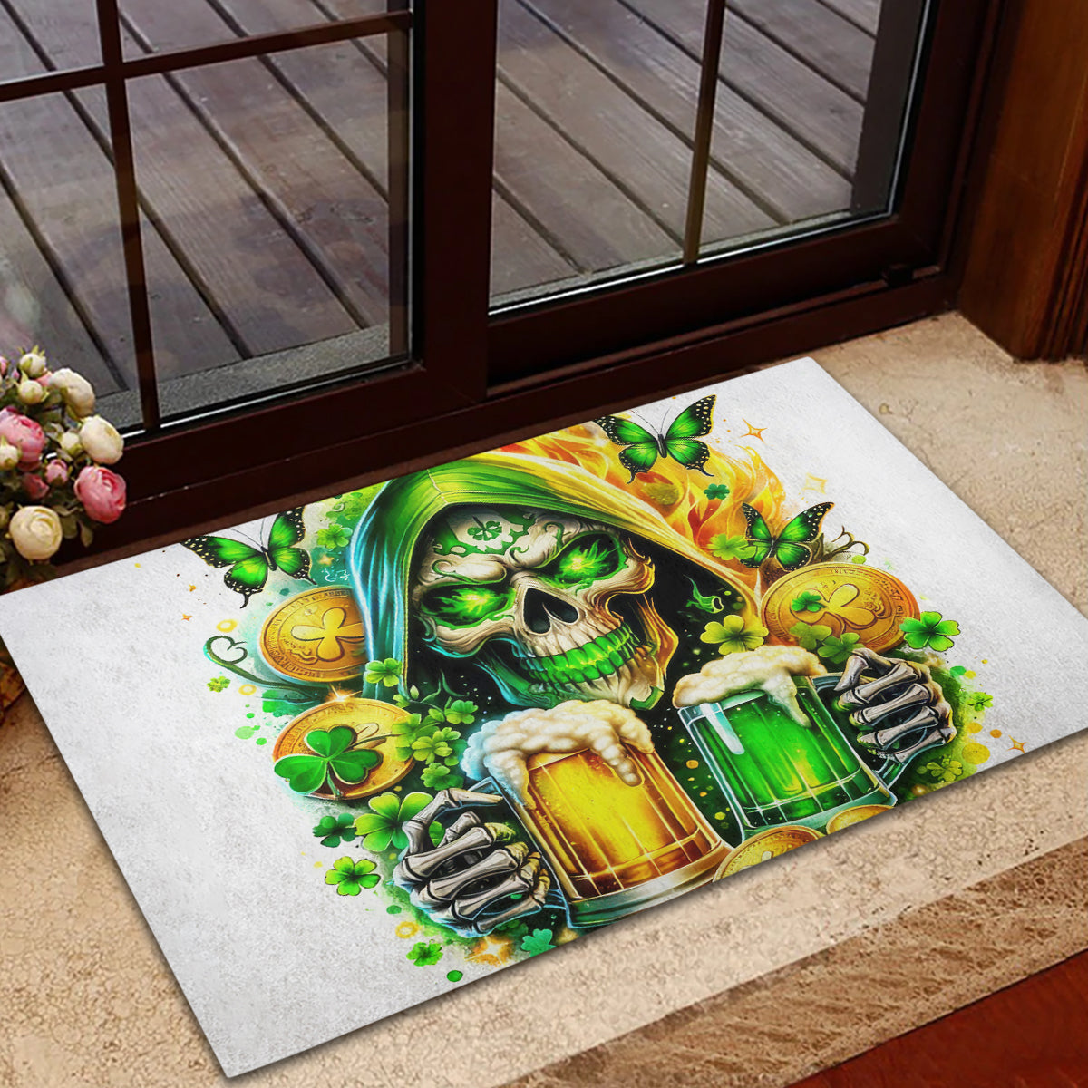 Irish Skull Rubber Doormat To Wash Down Another Beer To Wash Down This Beer - Wonder Print Shop