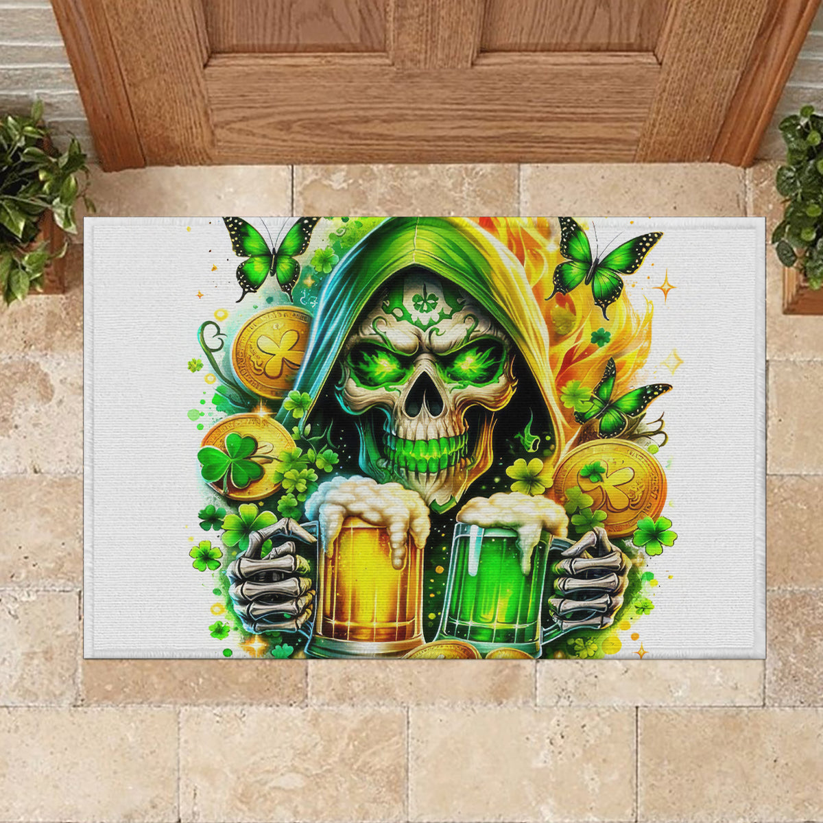 Irish Skull Rubber Doormat To Wash Down Another Beer To Wash Down This Beer - Wonder Print Shop