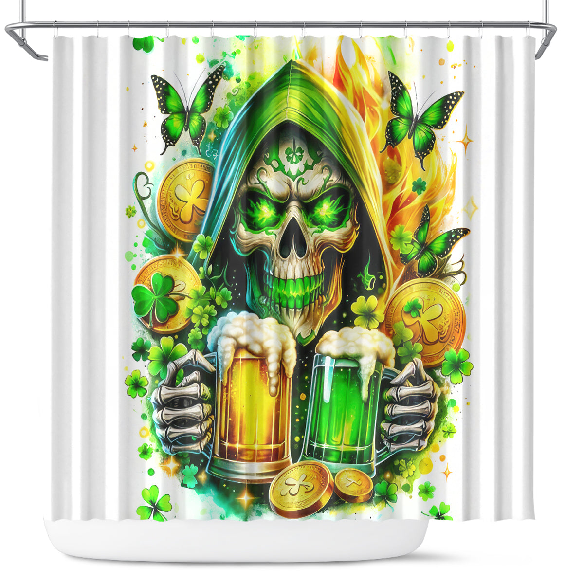 Irish Skull Shower Curtain To Wash Down Another Beer To Wash Down This Beer