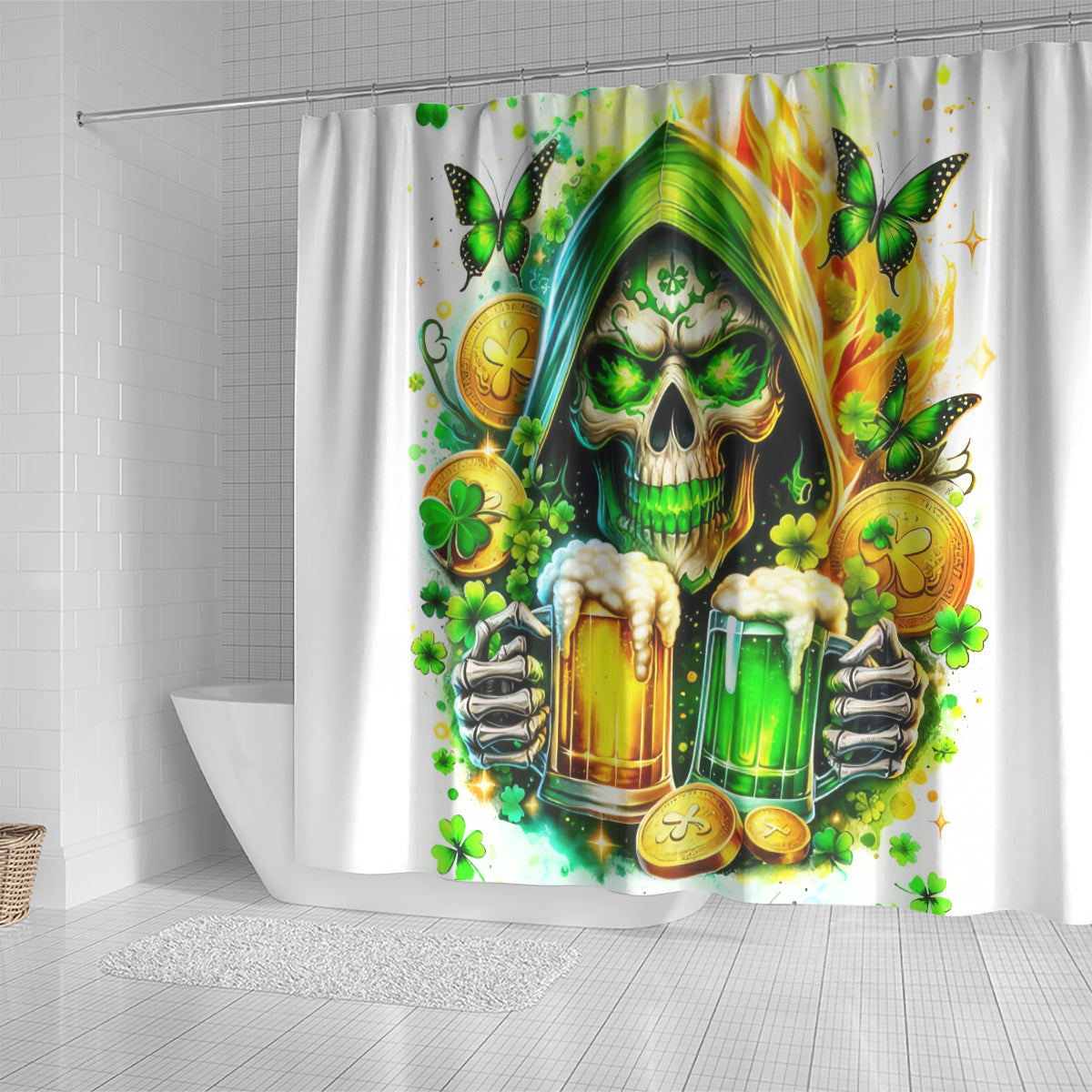 Irish Skull Shower Curtain To Wash Down Another Beer To Wash Down This Beer