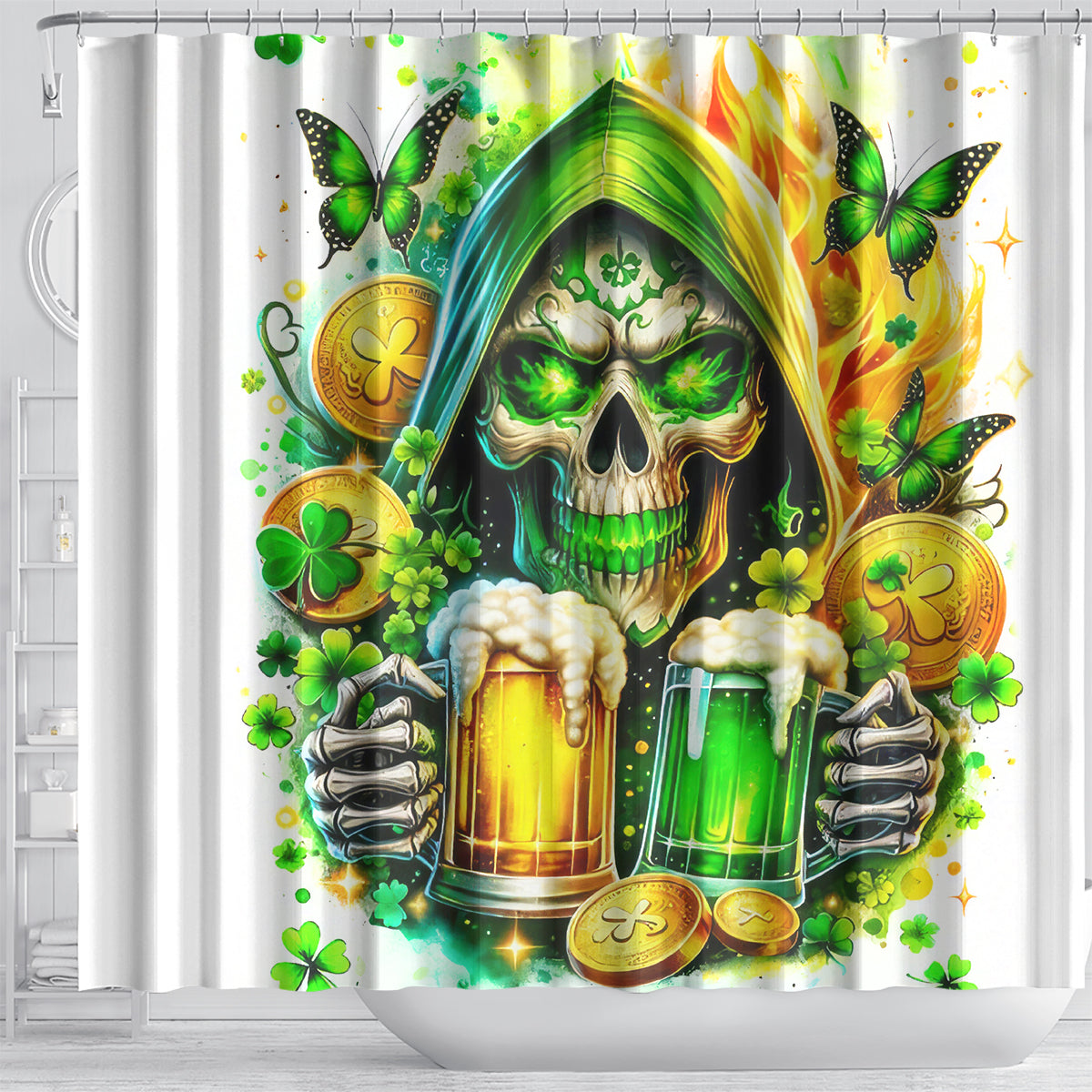 Irish Skull Shower Curtain To Wash Down Another Beer To Wash Down This Beer