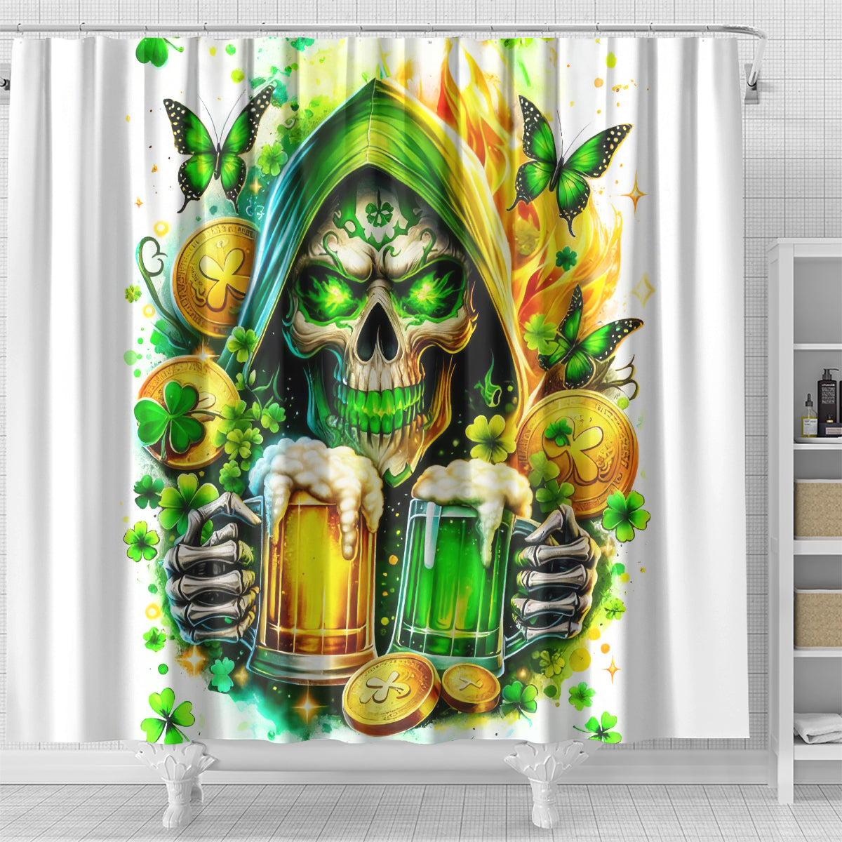 Irish Skull Shower Curtain To Wash Down Another Beer To Wash Down This Beer