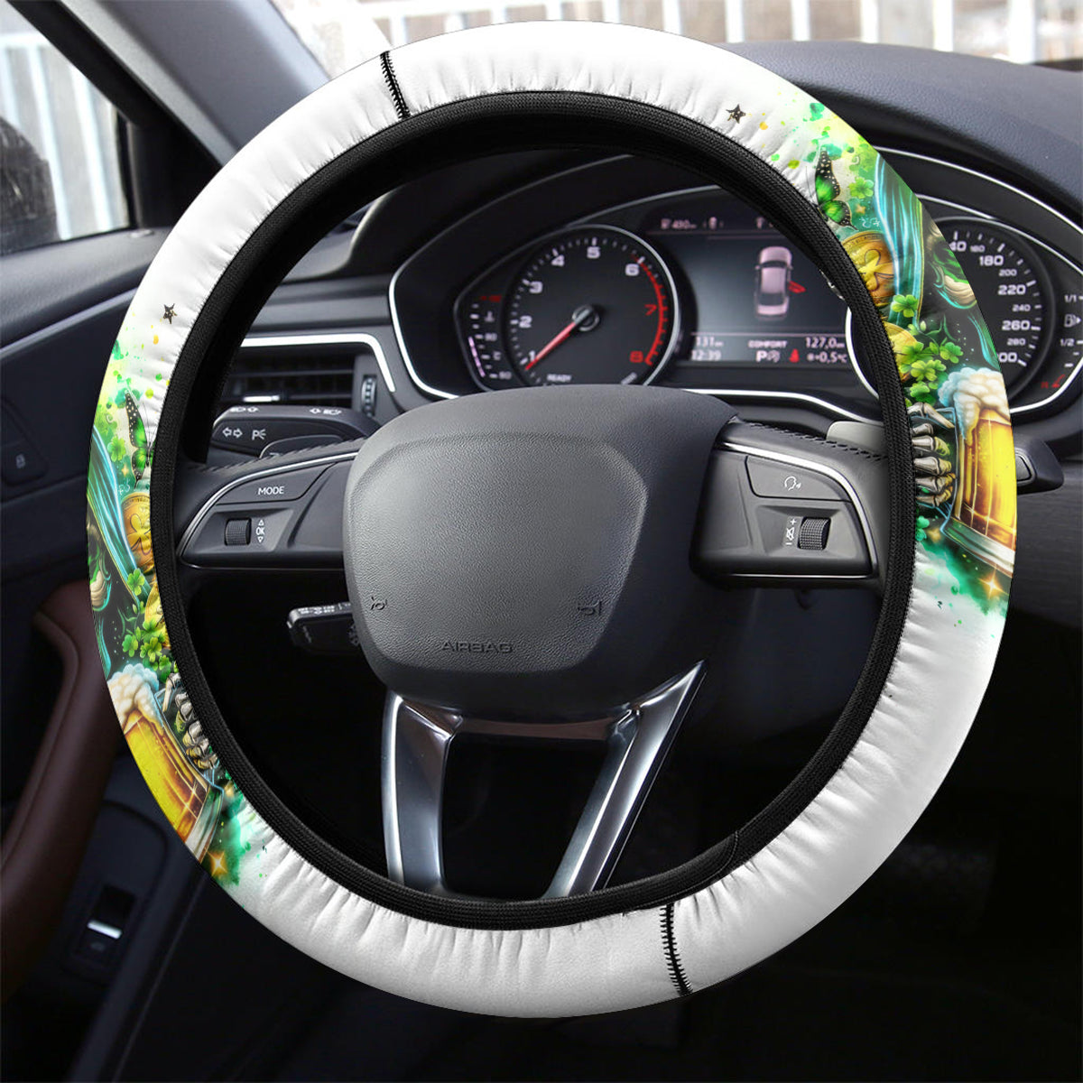 Irish Skull Steering Wheel Cover To Wash Down Another Beer To Wash Down This Beer - Wonder Print Shop