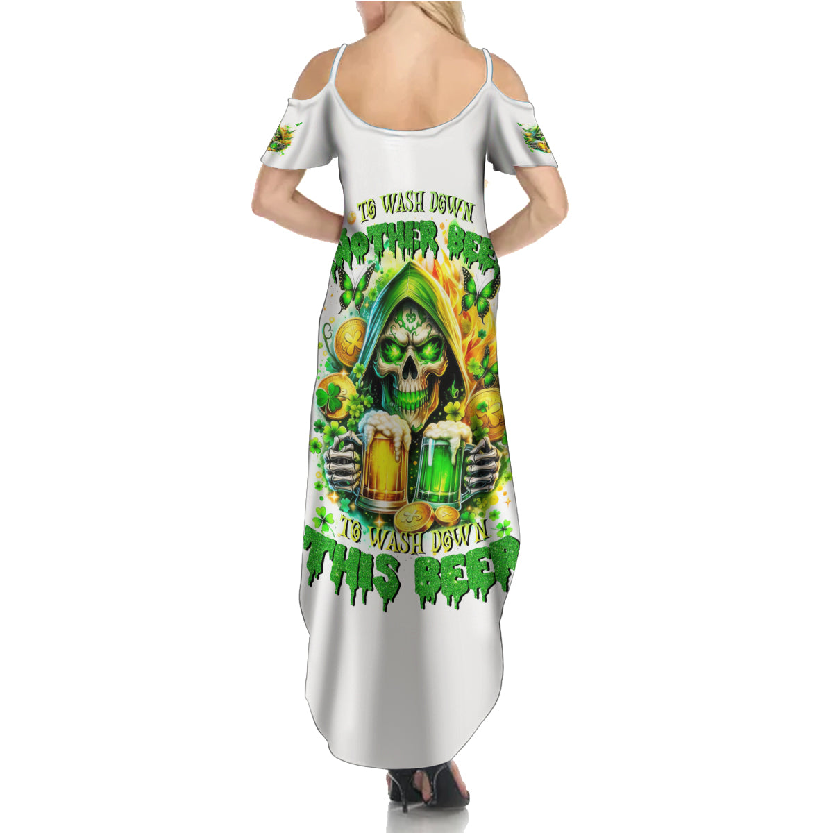 Irish Skull Summer Maxi Dress To Wash Down Another Beer To Wash Down This Beer - Wonder Print Shop