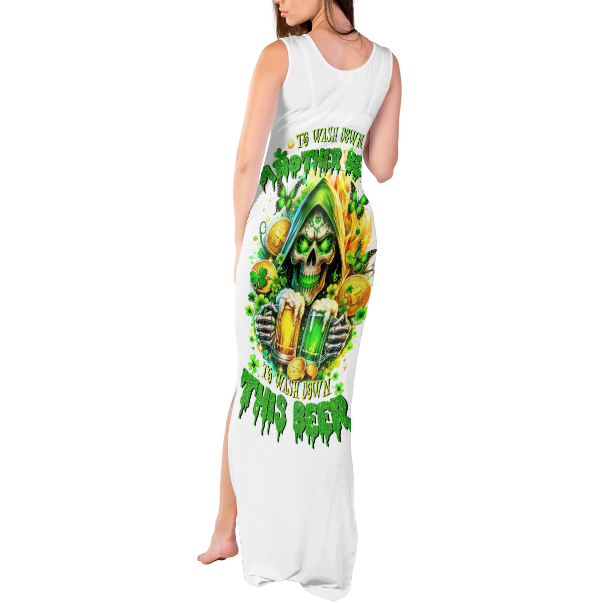Irish Skull Tank Maxi Dress To Wash Down Another Beer To Wash Down This Beer - Wonder Print Shop