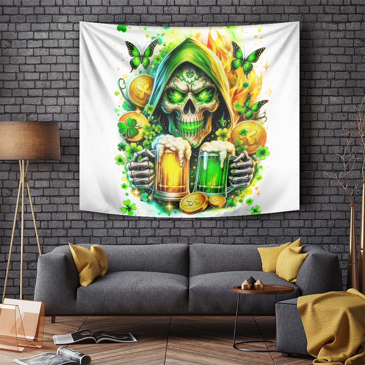 Irish Skull Tapestry To Wash Down Another Beer To Wash Down This Beer - Wonder Print Shop