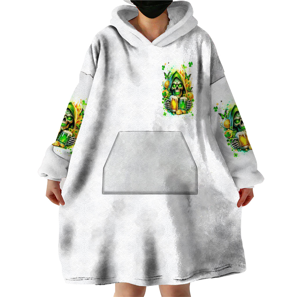 Irish Skull Wearable Blanket Hoodie To Wash Down Another Beer To Wash Down This Beer - Wonder Print Shop