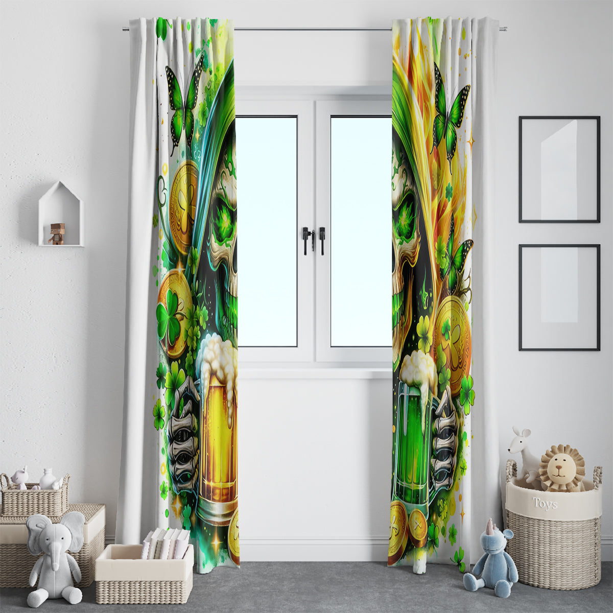 Irish Skull Window Curtain To Wash Down Another Beer To Wash Down This Beer - Wonder Print Shop