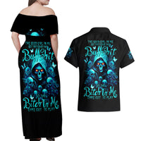 Witch Skull Couples Matching Off Shoulder Maxi Dress and Hawaiian Shirt The Good Girl In Me Got Tired Of The Bullshit - Wonder Print Shop