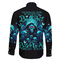 Witch Skull Family Matching Long Sleeve Bodycon Dress and Hawaiian Shirt The Good Girl In Me Got Tired Of The Bullshit - Wonder Print Shop
