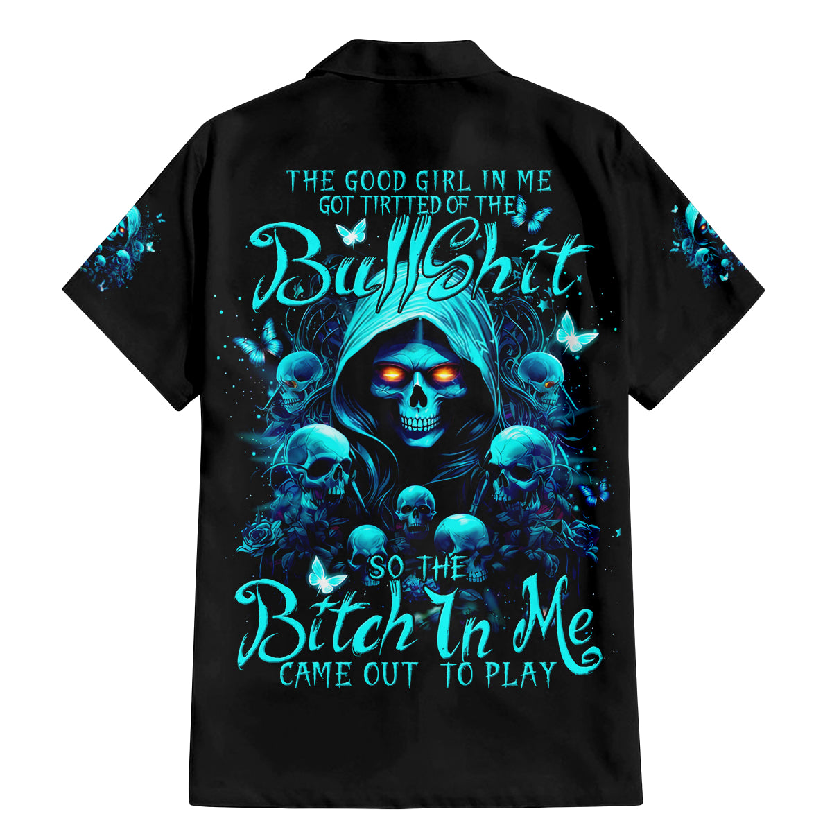 Witch Skull Family Matching Mermaid Dress and Hawaiian Shirt The Good Girl In Me Got Tired Of The Bullshit - Wonder Print Shop