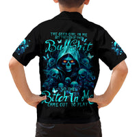 Witch Skull Family Matching Off Shoulder Long Sleeve Dress and Hawaiian Shirt The Good Girl In Me Got Tired Of The Bullshit - Wonder Print Shop