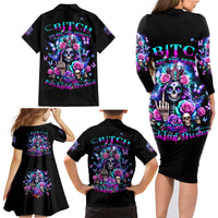 Fairy Skull Family Matching Long Sleeve Bodycon Dress and Hawaiian Shirt Bitch I'm Not A Princess I'm The Fucking Queen - Wonder Print Shop