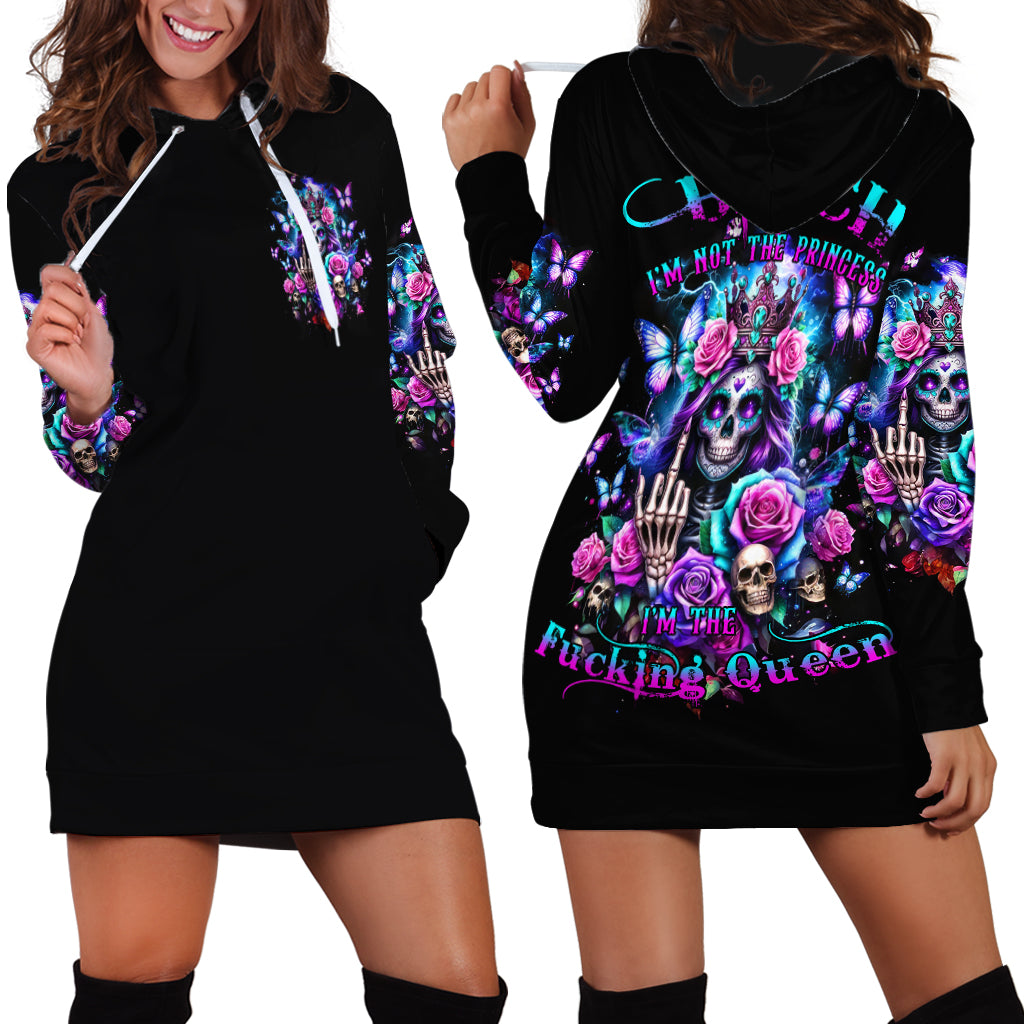 Fairy Skull Hoodie Dress Bitch I'm Not A Princess I'm The Fucking Queen - Wonder Print Shop