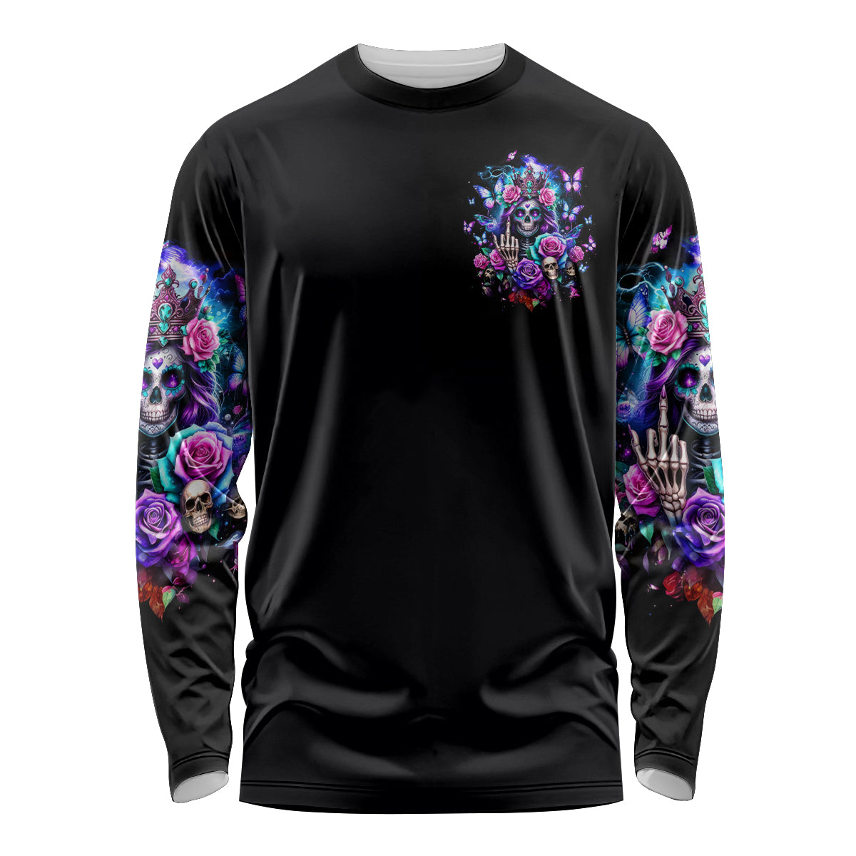 Fairy Skull Long Sleeve Shirt Bitch I'm Not A Princess I'm The Fucking Queen - Wonder Print Shop
